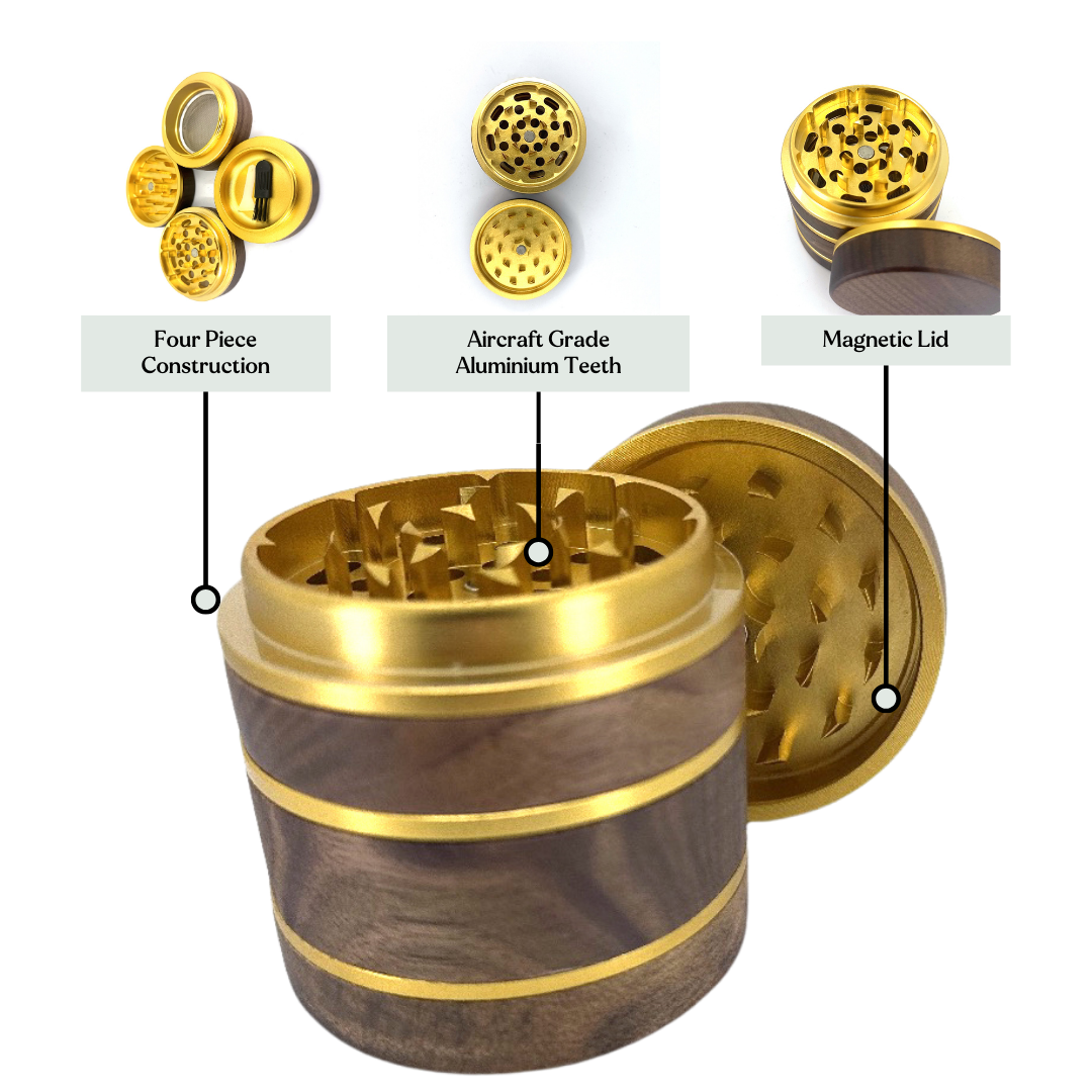 4 Piece Custom Grinder | Best Herb & Natural Walnut Large