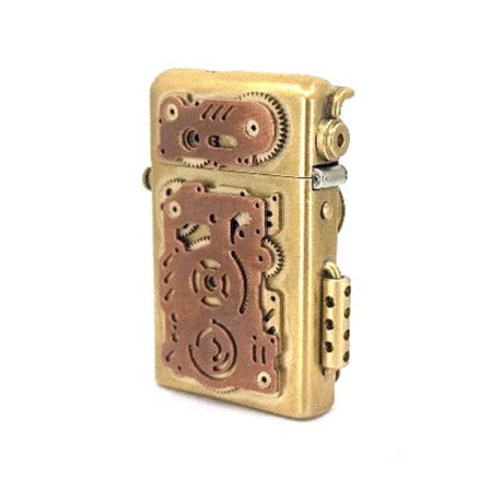 Vintage kerosene brass lighter with auto lighting feature.