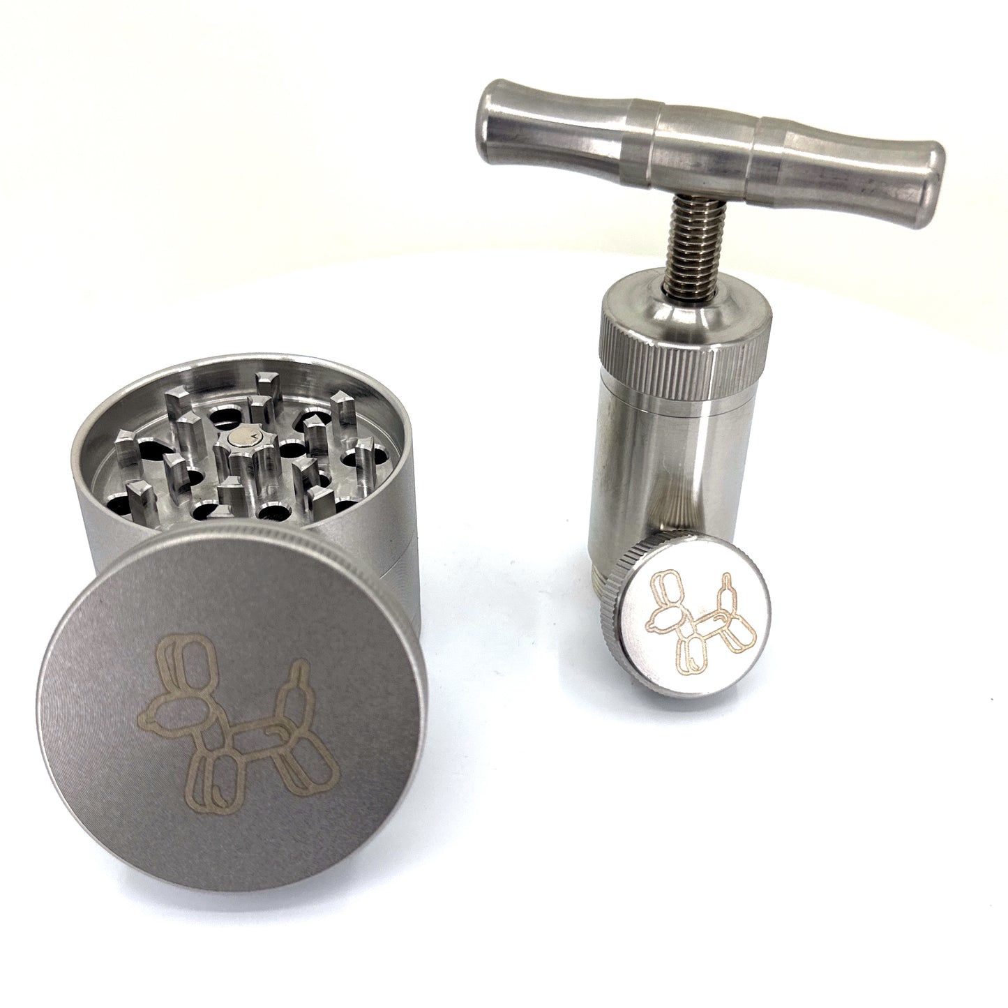 The steel series grinder and pollen press set for weed.