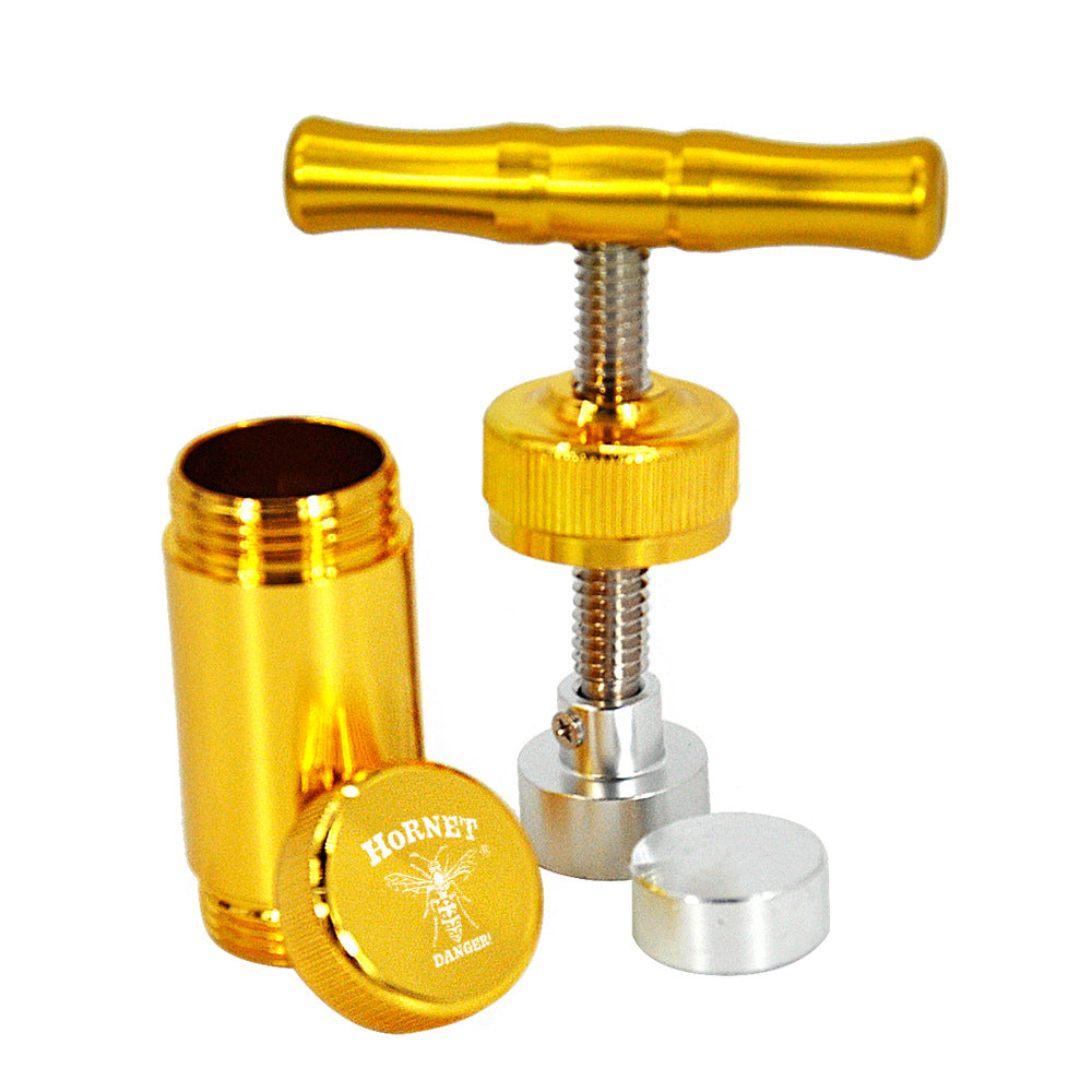 Gold rosin pollen kief press set.