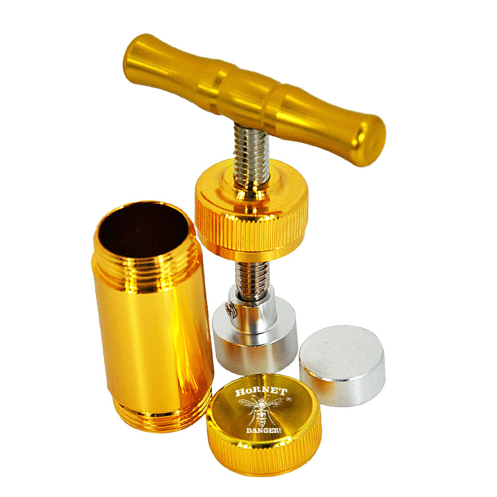 Gold rosin pollen kief press set.