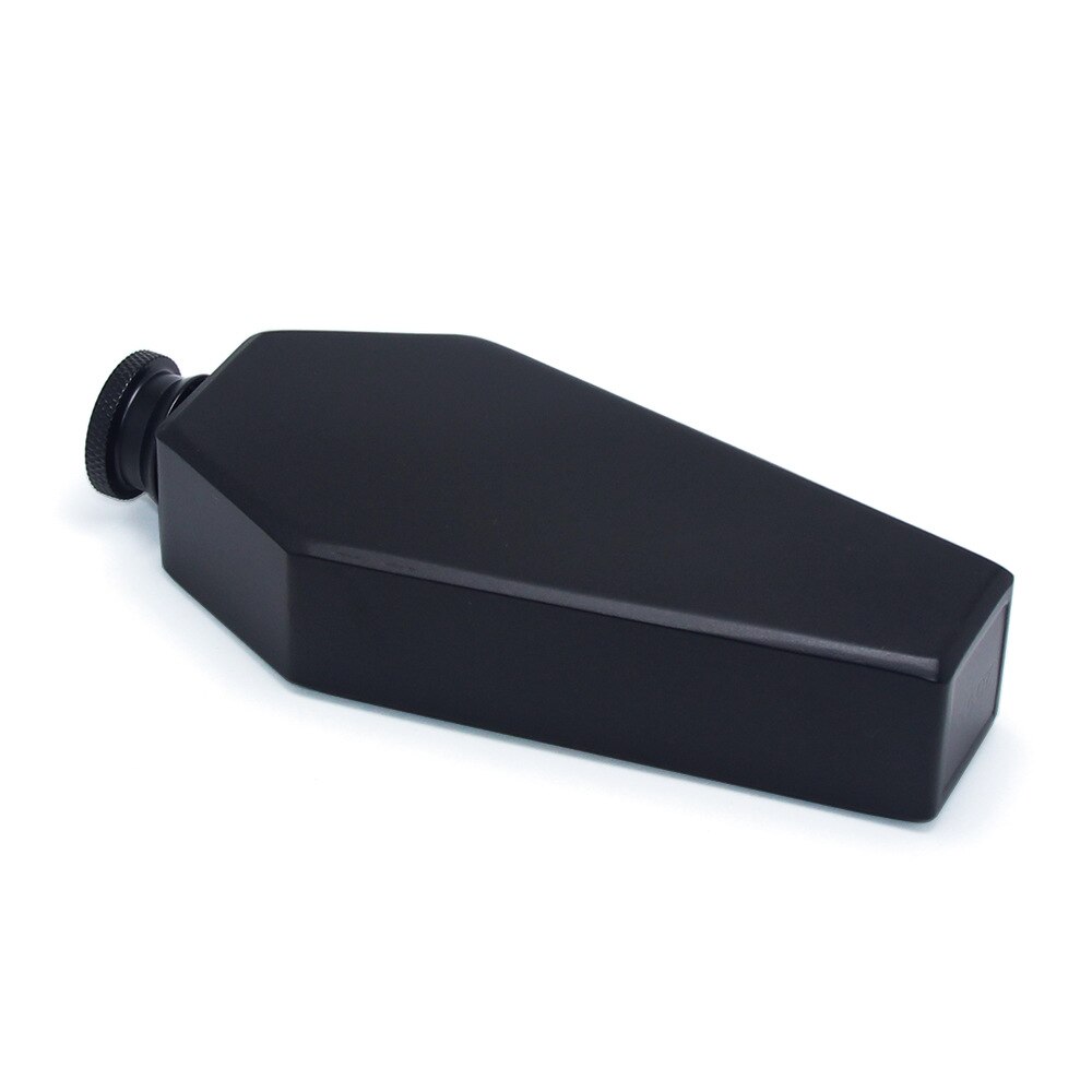 Black stainless steel whiskey coffin flask.