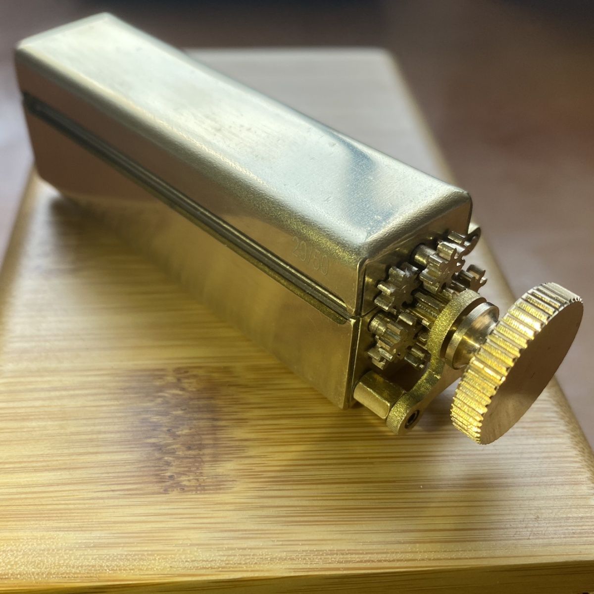 Brass rolling cigarette machine made of copper.